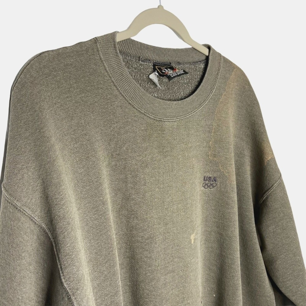 Olympics Vintage JC Penney Sweatshirt Adult Gray Crewneck Made USA XXL *Flaw*‎